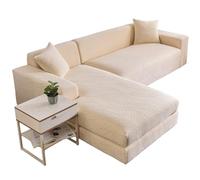 Housse de canapé extensible, réglable, résistante aux chats, pour canapé en forme de L, pour canapé 4 + 4 places, protège les meubles, facile à nettoyer - Bordeaux