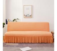 Housse de canapé extensible sans accoudoirs, douce et élastique, couleur unie, avec volants, lavable en machine, adaptée aux animaux domestiques, convient aux meubles de 190 à 210 cm (#2)