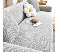 Housse de canapé extensible, universelle, antidérapante, pour canapé à 3 coussins - Adaptée aux animaux domestiques et lavable avec fond élastique (XL 4 places 235-300 cm, gris)