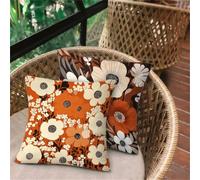 Housse de Canapé Fleur Blanc, Taie Oreiller 60x60 lot de 2, Coussin Exterieur Impermeable, Ultra Doux Taie D'oreiller avec Fermeture Éclair Invisible, Housse Coussin Décoration pour Chaise Jardin D160