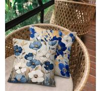 Housse de Canapé Fleur Blanc, Taie Oreiller 75x75 lot de 2, Coussin Exterieur Impermeable, Ultra Doux Taie D'oreiller avec Fermeture Éclair Invisible, Housse Coussin Décoration pour Chaise Jardin D157