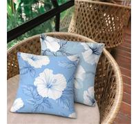 Housse de Canapé Fleur Blanc, Taie Oreiller 80x80 lot de 2, Coussin Exterieur Impermeable, Ultra Doux Taie D'oreiller avec Fermeture Éclair Invisible, Housse Coussin Décoration pour Chaise Jardin D159
