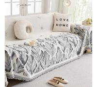 Housse de canapé Fleurie, Lavable et adaptée aux Chiens, idéale pour Un canapé 2 Places. Protection antidérapante pour Meubles. Grise, 180 x 380 cm.