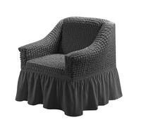 Housse de canapé gris foncé avec jupe - Ajustement universel pour 1 ou 4 places - Haute élasticité - Facile à assembler, lavable, parfaite pour décoration d'intérieur