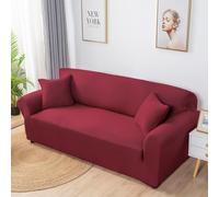 Housse de canapé Housse de canapé élastique Europe du Nord Tissu sablé pour canapé en L Remplacement des Housses de Coussin (Couleur : Rouge, Taille : 3 Seater(190-230cm))