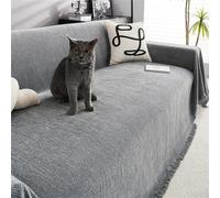 Housse de canapé Housse de Coussin Coussin pour 3 Animaux de Compagnie Couverture de Protection en Chenille Lavable Grise 180 x 180 cm / 71 x 71 Pouces