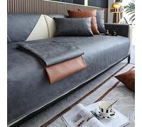 Housse de canapé imperméable en similicuir vintage PU pour canapé 1, 2, 3 ou 4 places, antidérapante, protection de meubles Protège Canapé Anti-Taches En Forme De L(110x210cm,Gray)