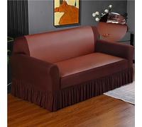 Housse de Canapé Imperméable Housse Canapé Cuir Extensible Housse Canape Antidérapante avec Accoudoirs et Jupe 1 2 3 4 places Couvre Canapé Moderne Elastique Protege Canapes,Brown-1seat:90-140cm
