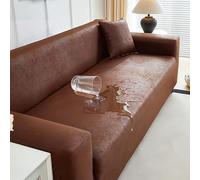 Housse de canapé imperméable, Housse de canapé Tout-en-Un en Simili Cuir pour canapé 3/4/5 Places, Housse Jacquard antidérapante, Protection de mobilier adap Dark Brown Quadruple(93-118in)(235-300cm)