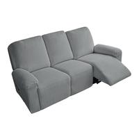 Housse de canapé inclinable en coton et lin, douce et extensible rustique | Protecteur de meubles antidérapant avec fond élastique for enfants chats chiens(Dark Grey,3 posti)