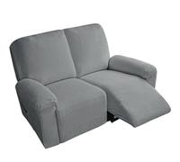 Housse de canapé inclinable en coton et lin, douce et extensible rustique | Protecteur de meubles antidérapant avec fond élastique for enfants chats chiens(Dark Grey,2 posti)