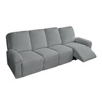 Housse de canapé inclinable en coton et lin, douce et extensible rustique | Protecteur de meubles antidérapant avec fond élastique for enfants chats chiens(Dark Grey,4 posti)