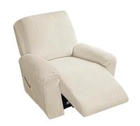 Housse de canapé inclinable en coton et lin, douce et extensible rustique | Protecteur de meubles antidérapant avec fond élastique for enfants chats chiens(Cream,1 posti)
