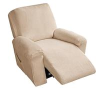 Housse de canapé inclinable en coton et lin, douce et extensible rustique | Protecteur de meubles antidérapant avec fond élastique for enfants chats chiens(Apricot,1 posti)