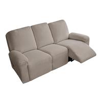 Housse de canapé inclinable en coton et lin, douce et extensible rustique | Protecteur de meubles antidérapant avec fond élastique for enfants chats chiens(Taupe,3 posti)