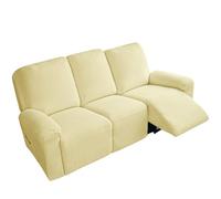 Housse de canapé inclinable en coton et lin, douce et extensible rustique | Protecteur de meubles antidérapant avec fond élastique for enfants chats chiens(Yellow,3 posti)