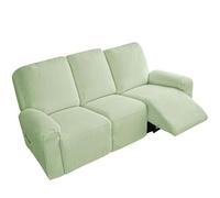 Housse de canapé inclinable en coton et lin, douce et extensible rustique | Protecteur de meubles antidérapant avec fond élastique for enfants chats chiens(Green,3 posti)