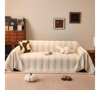 Housse de Canapé Jacquard Comfort Chenille, Housses de Canapé Lavables, Housses de Canapé Modulaires avec Pompons, Adaptées Aux Animaux Domestiques, pour Canapés 2/3/4 Places White 180x230cm