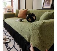 Housse de canapé jacquard en peluche avec jupe à volants 1/2/3/4/5 places - Housse de coussin extensible - Couverture complète - Facile à installer et lavable - 18 places - 4 places (235-300 cm)