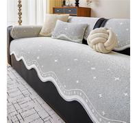 Housse de canapé Lavable, Housse de canapé matelassée en Coton de Ferme, Protection de Meubles antidérapante for canapés,(Gray,90 * 300cm)