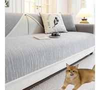 Housse de canapé Luxueuse en Chenille Anti-Rayures, antidérapante, à Rayures crème, Duveteuse pour Chiens, Protection de Meubles générique Toutes Saisons (Gris, 90 x 70 cm)