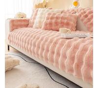 Housse de canapé luxueuse en fausse fourrure - Housse de protection épaisse et antidérapante for canapé sectionnel, douce et moelleuse, for enfants et animaux de compagnie, couleur unie(Pink,70*210cm/