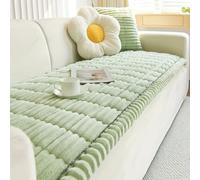 Housse de canapé matelassée élégante à volants antidérapante pour fauteuil 4 places, sectionnel et fauteuil, pelucheux, lavable en machine, animaux domestiques, 70,1 x 210,1 cm, vert
