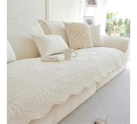 Housse de canapé matelassée en Coton, Housse de canapé Souple, antidérapante, Housse de lit festonnée, Housse de Protection de Meubles Lavable(Beige 3,70 * 210cm)
