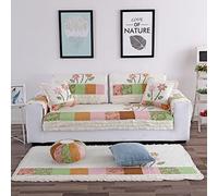 Housse de Canapé Matelassée Géométrique en Coton Patchwork Floral avec Volant Antidérapant Protection pour Meubles Idéale pour Les Animaux de Compagnie Les Enfants Et Les Chiens 1 Pièce