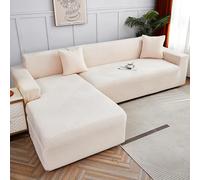 Housse De Canapé MéRidienne 1/2/3/4 Places CombinéE Couverture De Canapé En D'Angle Couvre De Canapé Avec PéNinsule Gauche/Droite RevêTement De Canapé Avec 1 Taies D'Oreiller(Size:210-280cm,Color:Beig