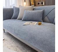 Housse de canapé moderne en chenille antidérapante de luxe pour canapé d'angle 1 ou 2 places Bleu gris 110 x 240 cm Facile à nettoyer