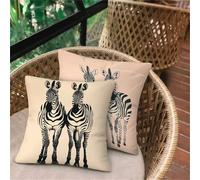 Housse de Canapé Noir et Blanc Cheval, Taie Oreiller 65x65 Lot de 2, Coussin Exterieur Impermeable, Ultra Doux Taie d'oreiller avec Fermeture Éclair Invisible, Housse Coussin Décor pour Jardin D-123