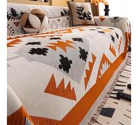 Housse De Canapé Pour Canapé Avec Bordure à Franges, Housse De Protection En Chenille, Lavable En Machine, Housse De Meuble Adaptée Aux Animaux Domestiques Pour 2/3/4 Pla Orange 180*150cm/70.9*59.1in