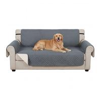 PawHut Housse de Canapé 3 Places Imperméable - Protecteur de Meubles Anti-Glisse avec Poches de Rangement - Couverture Matelassée Lavable pour Chien, Chat et Animaux dans Le Salon, Gris