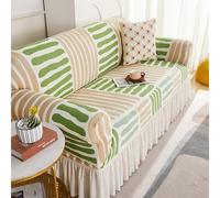 Housse de canapé, protection de meubles, fixation par sangle élastique, design de jupe en tissu universel, lavable en machine sans déformation, beige pour personne simple, 90-140 cm