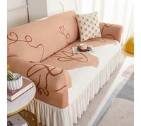 Housse de canapé, protection de meubles, fixation par sangle élastique, design de jupe en tissu universel, lavable en machine sans déformation, JaneEyre-Abricot pour personne simple 90-140 cm
