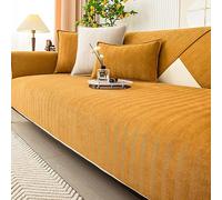Housse de Canapé Protectrice en Chenille à Chevrons, Herringbone Chenille Fabric Furniture Protector Sofa Cover,Canapé Protégé Couch Cover,Orange,110 * 240
