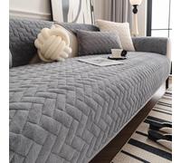 Housse de canapé rectangulaire Unie texturée, Housse de Coussin de siège de canapé en Velours épais antidérapant, pour Noël pour canapés 1/2/3/4 Places et Coins- Gray B|| 70x150cm/1 Piece