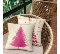 Housse de Canapé Rose Arbre, Taie Oreiller 75x75 Lot de 2, Coussin Exterieur Impermeable, Ultra Doux Taie d'oreiller avec Fermeture Éclair Invisible, Housse Coussin Décor pour Chaise Lit Jardin D-95