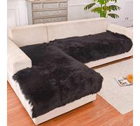 Housse de canapé sectionnel de luxe en fausse fourrure en forme de L, épaisse, antidérapante, douce et chaude - Protection de meubles pour animaux domestiques (90 x 240 cm)