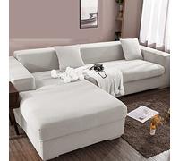 Housse de canapé sectionnel en forme de L douce et extensible, base élastique, housse de canapé moderne pour salon, causeuse 2 places (beige clair) - Jia Cool