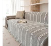 Housse de canapé sectionnelle Lavable avec Pompon pour 3 Coussins, Housse de canapé antidérapante en Chenille, pour Chiens et Animaux de Compagnie(Light Gray,180x180cm)