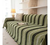 Housse de canapé sectionnelle Lavable avec Pompon pour 3 Coussins, Housse de canapé antidérapante en Chenille, pour Chiens et Animaux de Compagnie(Green,180x130cm)