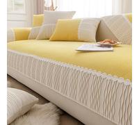 Housse de Canapé Simple Jeté de Canapé Couverture Quatre Saisons Épais Antidérapant Doux Anti-poussière Housse de Meubles pour Salon Décoration-Jaune | 90 x 160 cm