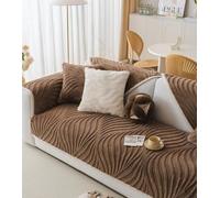 Housse de canapé texturée 3D en peluche antidérapante pour animaux de compagnie, nifos et canapés d'angle - Imperméable - Couleur café - 109,2 x 160 cm