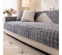 Housse de canapé texturée à Carreaux de Couleur Unie, Housse de Coussin de siège de canapé en Flanelle épaissie antidérapante, pour canapés 1/2/3/4 Places et d'angle- Gray B|| 70x120cm/1 Piece