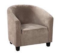 Housse De Canapé Tub Chair, Housse De Fauteuil Club Élastique, Velours Housse De Fauteuil pour Salon Extra Douce Housse De Canapé Couvre pour Protege De Meubles-Taupe-1 Pièces