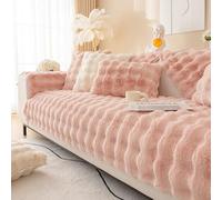 Housse de canapé ultra douce et antidérapante en forme de L - Protection en fourrure de lapin pelucheuse pour animaux de compagnie - Épaissie et rose - 90 x 240 cm - Parfaite pour la décoration de la