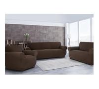 Housse de canapé - UMBERTO RAVELLI - Ensemble 3 places + 2 places + fauteuil - Taupe - Extensible - Lavable