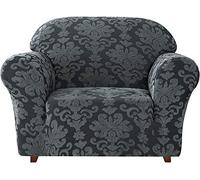 Housse de canapé universelle - 1 pièce - Motif floral damassé - 1/2/3/4 places - Antidérapante - Polyester Spandex - Protection de meubles - Entretien facile